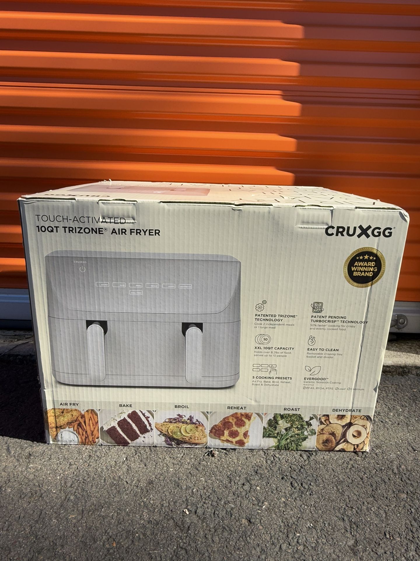 CRUXGG 10qt Dual Basket Tri-Zone Air Fryer Gray