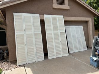 Premium White Plantation Shutters – Fits 8ft Sliding Glass/Patio Doors (48” x 96”)