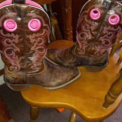 Ariat Pink And Brown Boots 