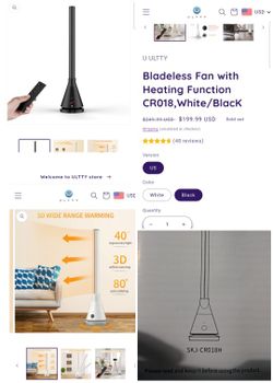 40 Inch BLADELESS HEATER FAN OSCILLATING 