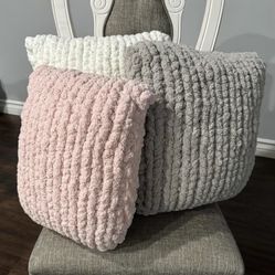 Chunky Hand-Knit Throw Pillows