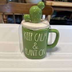 Rae Dunn Keep Calm And Plant On Mug With Topper