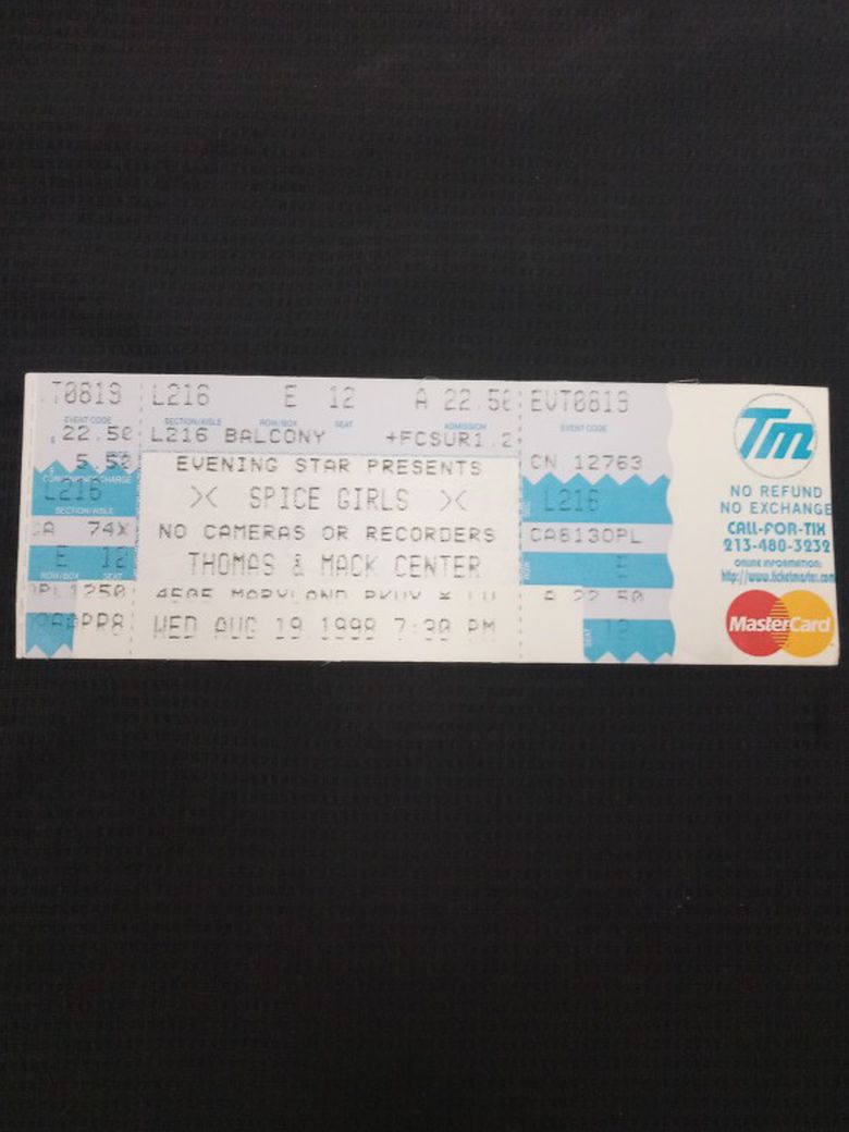 Very Rare Old Unused SPICE GIRLS Concert Ticket Las Vegas 1998