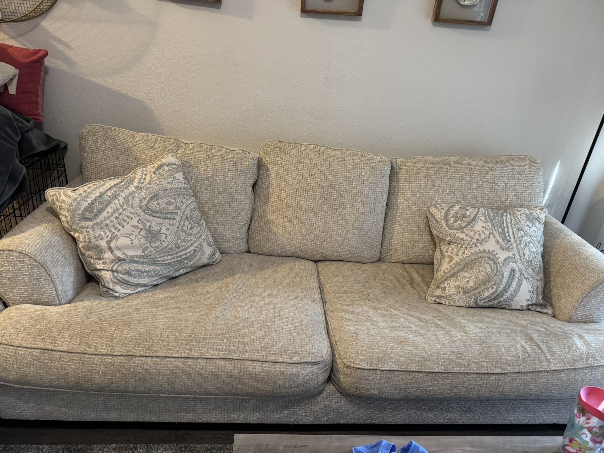 light tan/cream fabric couch