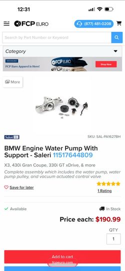 BMW Engine Water Pump With Support - Saleri 11(contact info removed)09