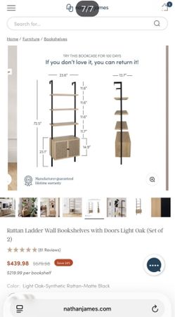 Wood and Rattan Bookshelf