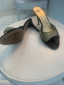 Black Studded Stiletto Heel Mules