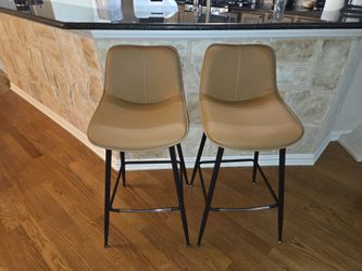 LIKE NEW FAUX-LEATHER BAR STOOLS