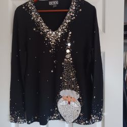 Berek Santa Sweater Beaded And Embroidered Size Large