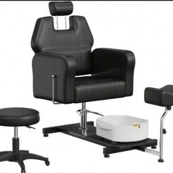 LUXMARS Black Massage Chair with Foot Spa Basin