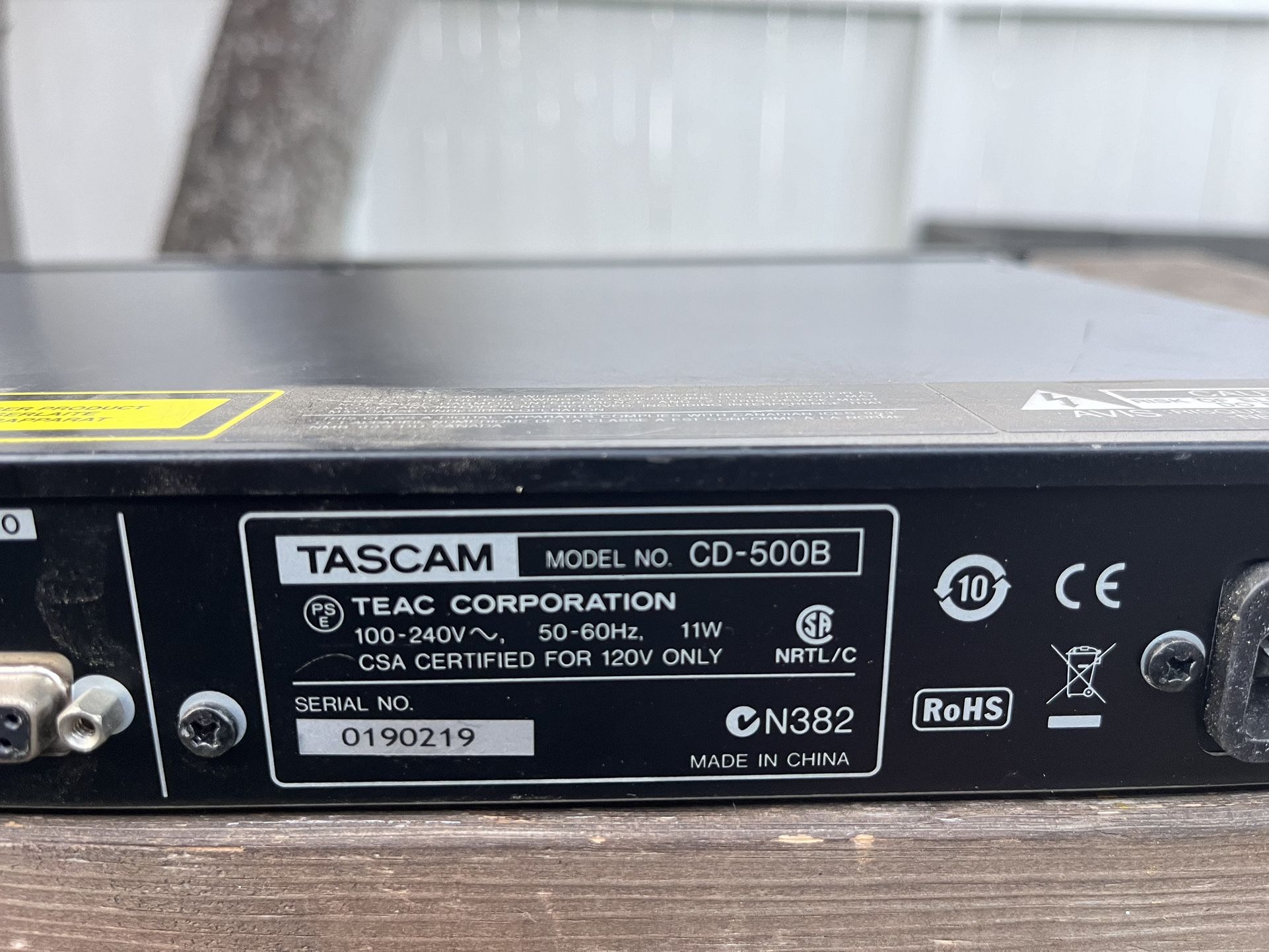 Tascam CD 500 B Cd Player Tascam CD 500 B Cd Player