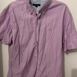 Tommy Hilfiger Men's Short-Sleeve Button-Down Shirt - Lavender