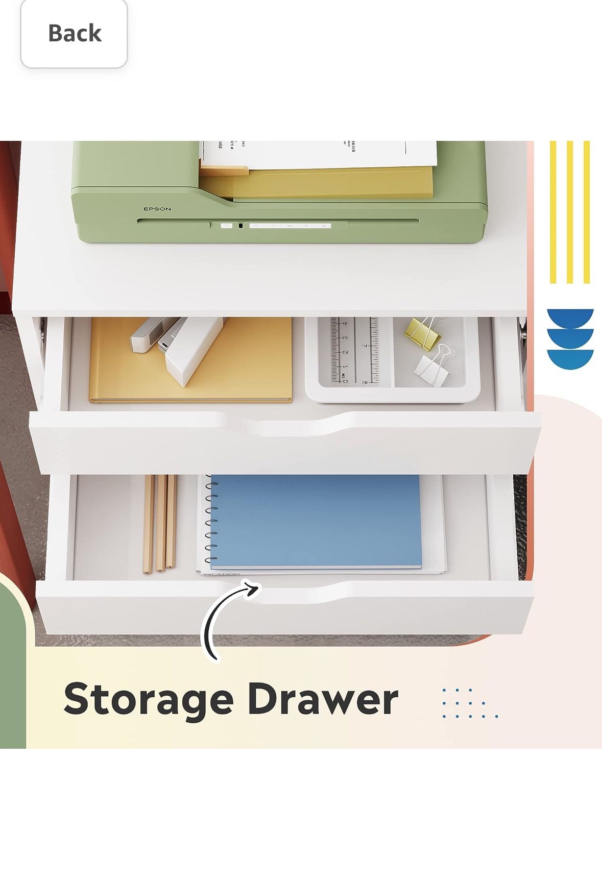 DEVAISE 5-Drawer Chest, Wood Storage Dresser Cabinet with Wheels, White