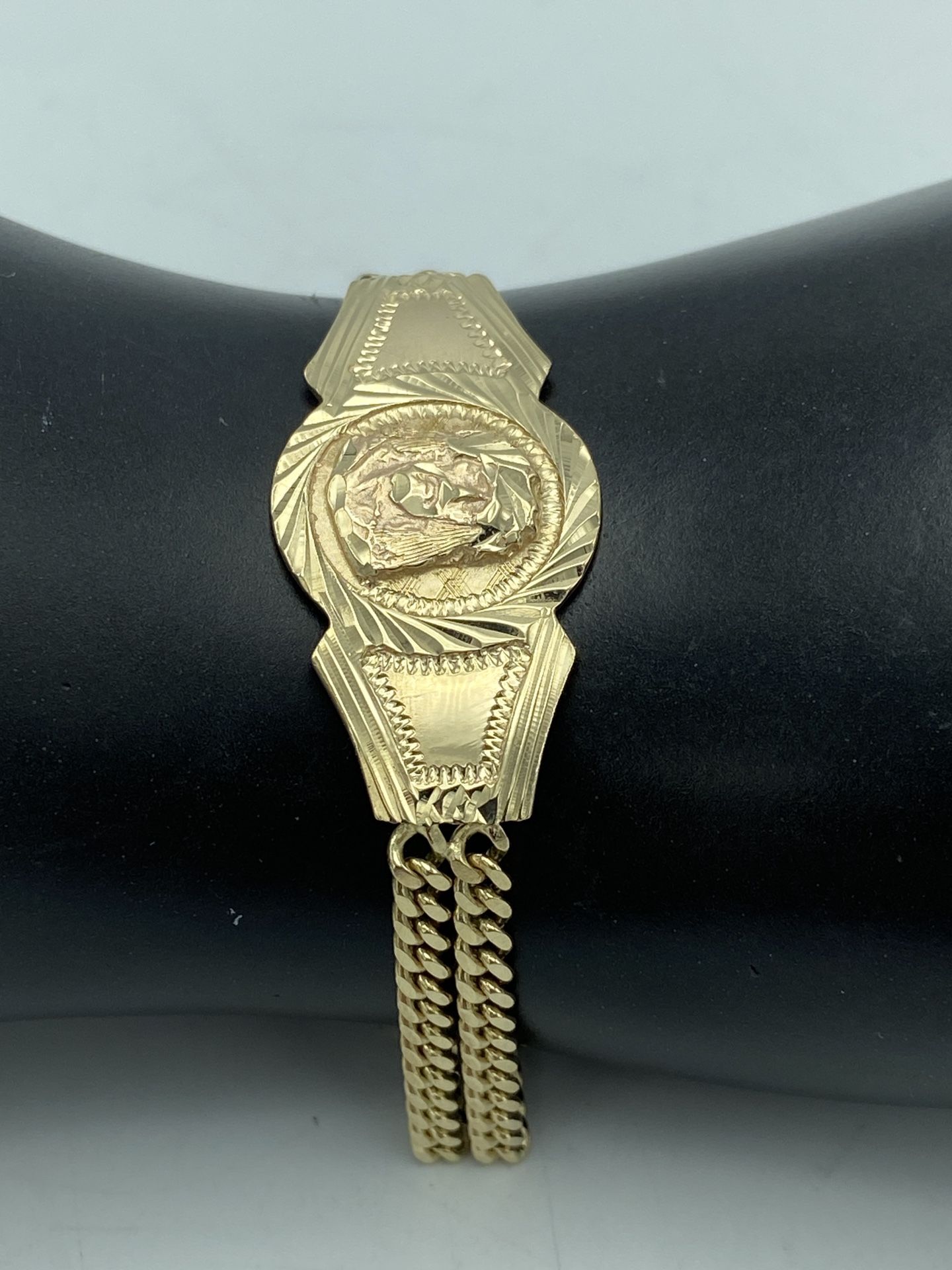 14kt Yellow Gold Jesus Name Plate Bracelet 8”