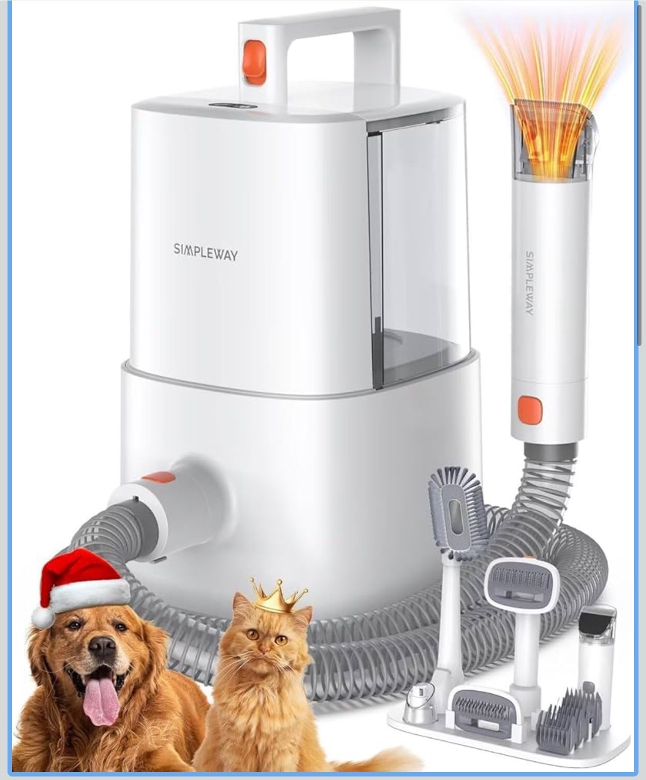 Dog Grooming Vacuum Kit for Shedding: 12000Pa Powerful Pet Vacuum with 7 Grooming Tools Pet Hair Clipper Nail Grinder and Shedding Brush