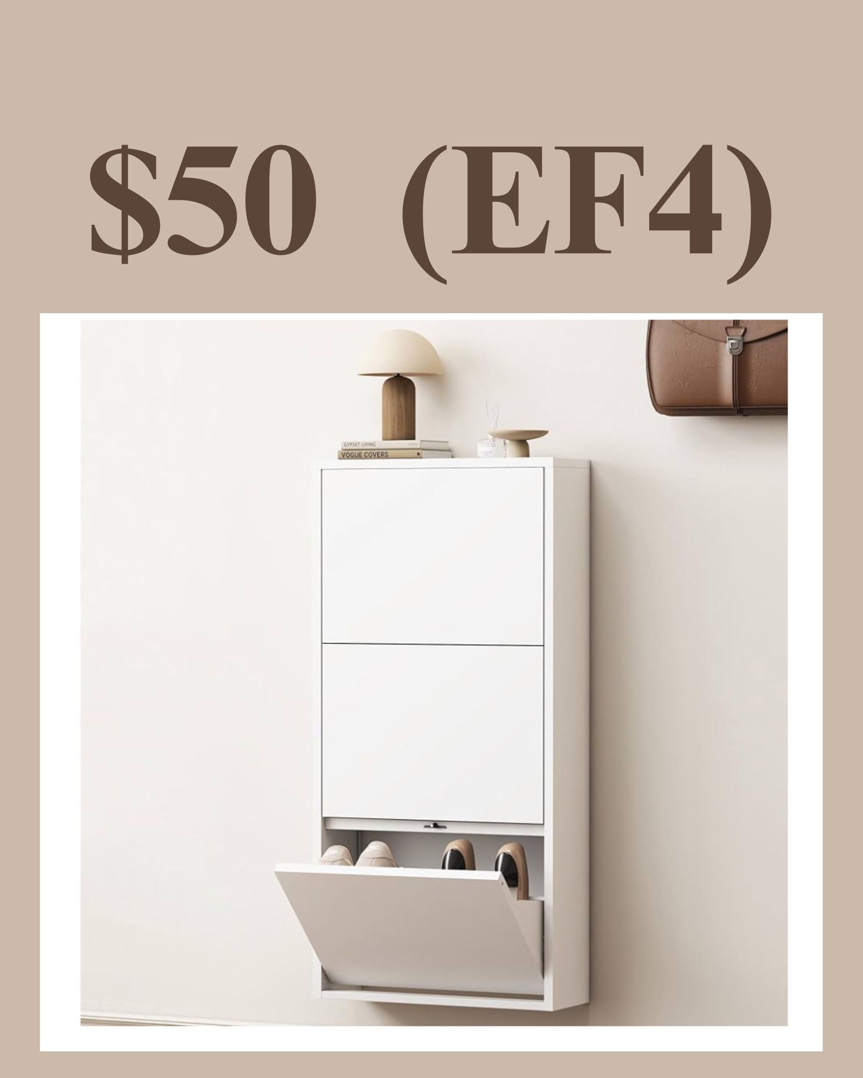 Metal Shoe Storage Cabinet with 3 Flip Drawers,White Wall Mount Slim Shoe Organizer for Entryway, Narrow Hidden Shoe Storage Rack for Hallway, (EF4)