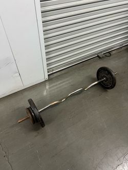 EZ Curl Bar with Weight Plates 74pounds of plates