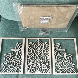 NWT 3 Piece Wooden Mandala Wall Decor Hanging - DYI