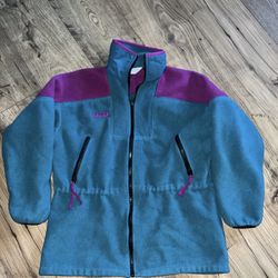 Women’s Victoria’s Secret pink hooded blue sweatshirt patch logo size medium great condition