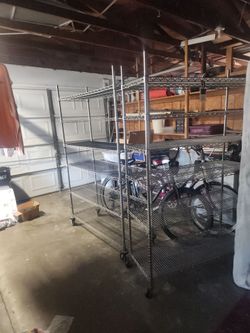 Chrome Wire Shelving Units on Wheels