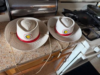 Vtg Lot of 2 ILLINOIS STATE FAIR Straw Hat with Chin Strapes OBO