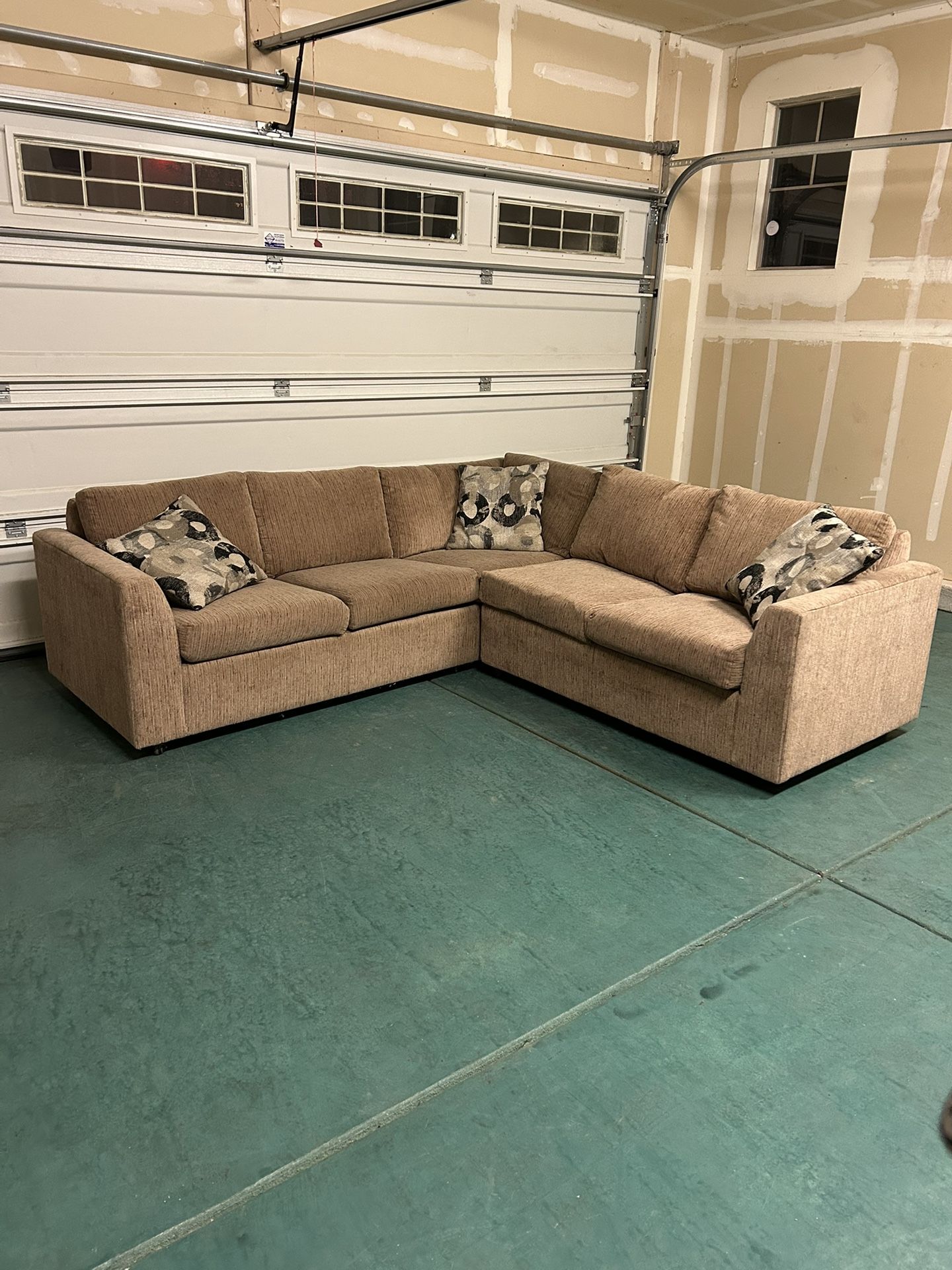 Beige 2 Piece Sectional Sofa (Delivery Available)