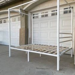 Heavy Duty Canopy Platform Full Size Bed Frame with slatted base and Canopy Gauze,
