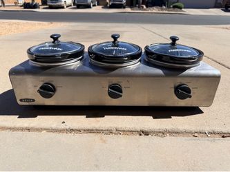 BELLA Triple Slow Cooker and Buffet Server 3 x 1.5 QT Stoneware Stainless Steel