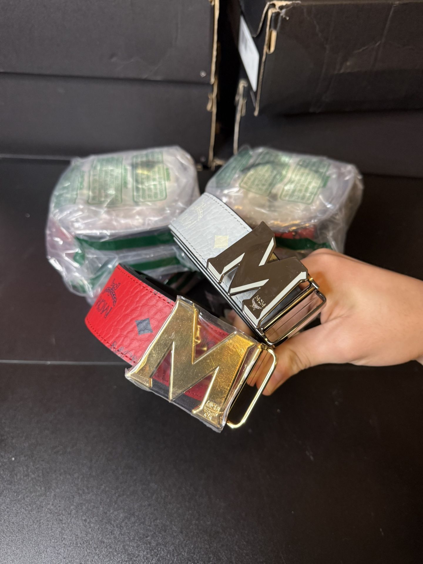 Brand New MCM Belts Reversible Black Red White