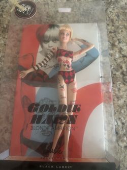 Goldie Hawn Black Label Barbie. New In Box (Plastic Cracked)