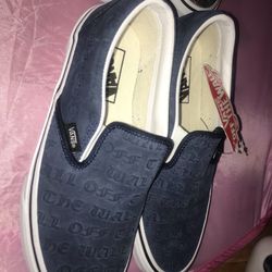 Vans Navy Blue Leather Slip On