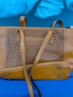 Patricia Nash tan perforated leather tote