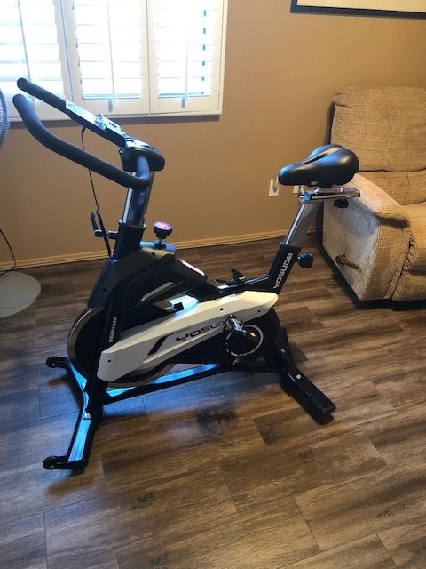 YOSUDA Stationary Exercise Bike 43Lbs Flywheel with Belt Drive Indoor Cycling Bike Adjustable(28-37inch) Inseam Height