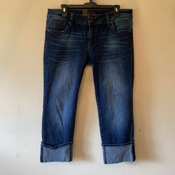 Kut from the Kloth Jeans Womens 12 Blue Denim Cropped Boyfriend  Cotton Blend