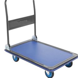 Foldable Push Cart Dolly - 600 Lb. Capacity Heavy Duty Platform Truck with 360° Swivel Wheels
