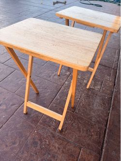 2 Folding Wooden TV Tray Tables