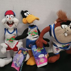 Vintage 90s Space Jam Mcdonald’s Plush Lot Of 3 Bugs Bunny Taz Daffy Duck 9"
