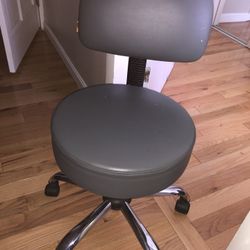 Adjustable Upholstered Medical Stool With Back, Grey 