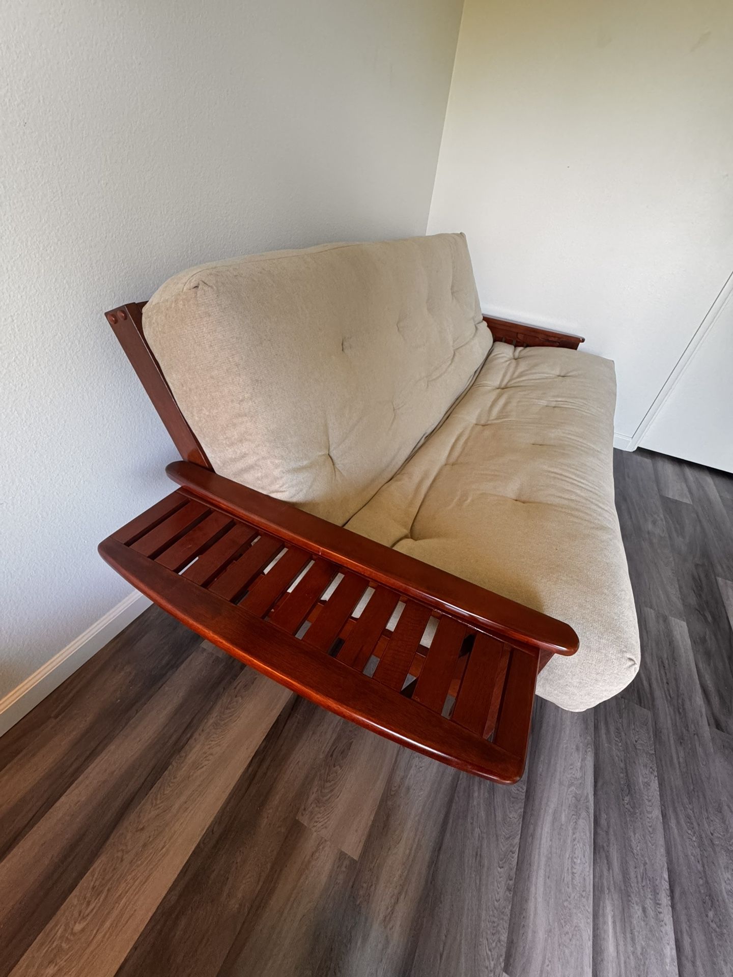 Stylish Walnut-colored Futon