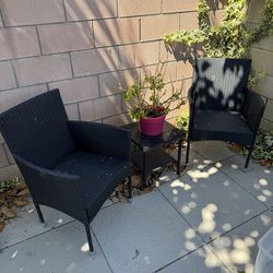 [ESTATE SALE] Black Bistro  Set w/Glass Table
