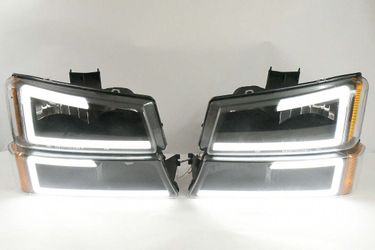 03-06 CHEVY SILVERADO 4pc black amber led drl headlights
