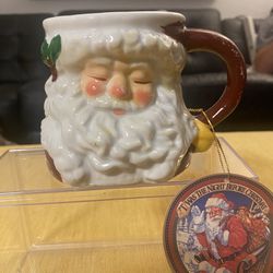 Vintage 1994 Virginia Pottery Santa 3-D Figural Coffee Mug Hand Painted