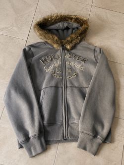 Hollister Grey Fur Hoodie
