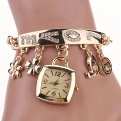 Beautiful Bracelet W/Watch &Charms