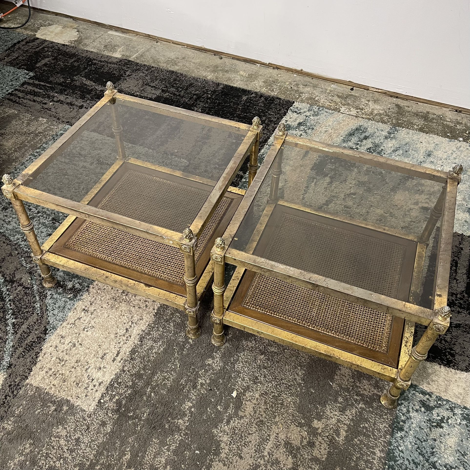 End Tables Side Table Set Distressed Gold Tone