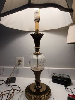 Vintage Brass and Cut Crystal Table Lamp