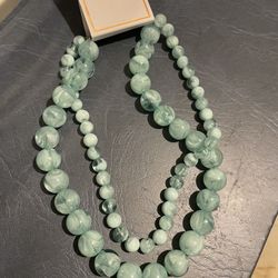 Beaded Teal Necklace 2 Layer 