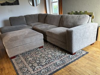 Ontai Penelope Fabric Sectional Couch & Ottoman-Excellent Shape