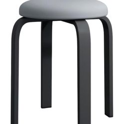 New In Box - 2 Metal Stools, Black & Gray 17.7-Inch Height Round Upholstered Backless Stackable Stool Chairs Seat for Dining, Kitchen, Home, Garage