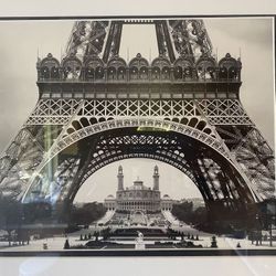 Eiffel Tower Black and White Matted and Framed Print